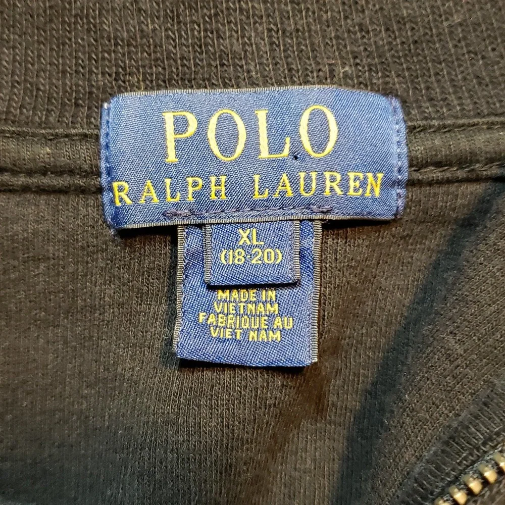 Polo Ralph Lauren Sweater Mens XL Black Long‎ Sleeve 1/4 Zip Pullover Preppy